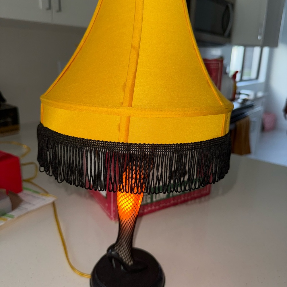 Fishnet Leg Lamp with Black Base - Picture 4 of 7